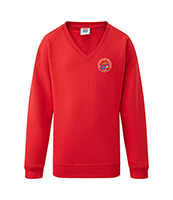 Classic V Neck Sweatshirt - PolyCotton (Red)